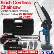 Cordless Chainsaw 6'' Wood Cutting Saw 2x Battery Rechargeable For Makita 18V