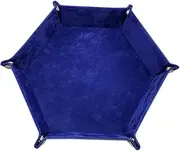 Toyvian Hexagon Dice Tray Collapsible Storage Box Pu Leather Dice Holder Easy Open Close Mobile Phone Watch Key Storage