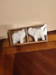 BIA Cordon Bleu White Porcelain Elephant Salt and Pepper Shakers. Collectable.