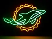 Miami Dolphins Football Man Cave 17"x14" Neon Sign Light Lamp Gift Bar Open