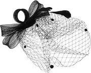 [WOFASHPURET] Fascinator Hat Birdcage Veil Tea Party Hat Mesh Lace Headband for Women Black