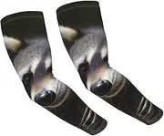 [FHEDVBN] raccoon Arm Sleeves Compression Arm Covers for Men Women Outdoor Sun Sleeves Cooling Sports Sleeve, Black