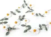 Wool Felt Daisy Chain Banner/Garland - Daisy 1st Birthday Decorations,Daisy Themed Party Decorations,Nursery/Wedding Decoration,White Wool Felt Daisy Green Leaf Garland