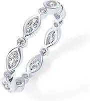 [PAVOI] 14K Gold Plated Cubic Zirconia Stackable Ring | Marquise Eternity Band For Women | Plated Gold Stacking Ring