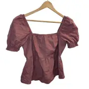 Abercrombie And Fitch Women's Mauve Babydoll Peasant Top Size Medium Puff NWT