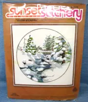Sunset Stitchery Winter Snowfall Crewel Embroidery Kit Vintage 1970s Wool Yarn
