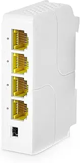 MokerLink 4 Port Gigabit PoE Extender, IEEE 802.3 af/at PoE Repeater, 10/100/1000Mbps, 1 PoE in 3 PoE Out, Wall & Din Rail Mount POE Passthrough Switch