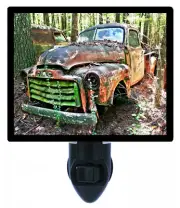 Vintage Decorative Photo Night Light, GMC Truck, Junkyard