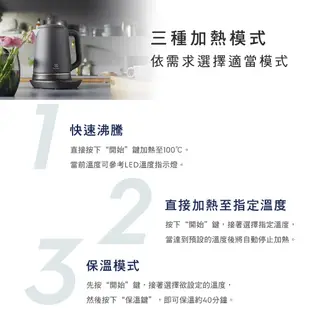 Electrolux 伊萊克斯 瑞典美學不鏽鋼溫控電茶壺E7EK1-60BP