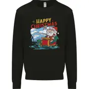 Santa Clause Fishing Funny Christmas Mens Sweatshirt Jumper
