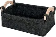 Felt Storage Basket with Handle - Laundry Basket - Storage Box and Trash Can, Magazine, Sundries, Toys-Noir||M
