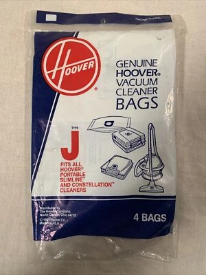 NEW IN PACKAGE HOOVER VACUUM BAGS TYPE J - 4 BAGS PER PACKAGE - 4010010J