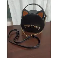 在飛比找蝦皮購物優惠-近全新 貓耳朵 貓咪 黑貓 手拿包 側背包 兩用包