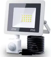 20W Plug in LED Motion Sensor Flood Light, PIR Induction Lamp, Dusk to Dawn Outd