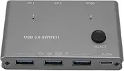 USB 3.0 Switch, 2 Computers Share 3 USB 3.0 Devices Selector, Memory Card Reader, Wins, OS X, Transferring Speeds Up to 5Gbps, Aluminum Alloy Material
