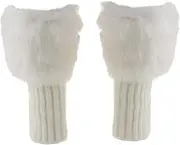 [Baosity] Fuzzy Fur Leg Warmer Elastic Knitted Boots Cuff Toppers Sock Sleeves - White, as described