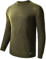 [ZHILI] Men's Lightweight Crewneck Sweater Soft Touch Waffle Stitch Pullover for Men