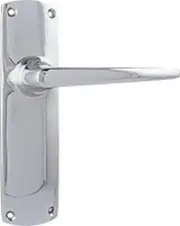 Tradco Retro Lever Door Handle on Rectangular Backplate Chrome Plated