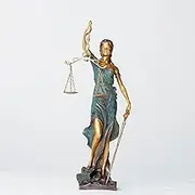 YouFine Bronze Blind Lady Justice Statue,11" Themis Goddess of Justice- Law Figure Justice Statue Office Desk Barrister Gift. (Blue)