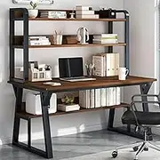 Desk,Modern Computer Desk with Hutch & Bookshelf - Space Saving Home Office Workstation, Writing Desk, Study Table for Efficient Working and Storage