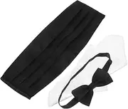 [CATIEBYE] Wedding Tuxedo Accessories Bow Tie Pocket Square Cummerbund Set Pre-tied Elegant Men's Formal