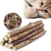 Catnip Ball Silvervine Sticks for Cats, Organic Catnip Sticks Matatabi Chew Sticks Teeth Molar Chew Toys Cat Dental Toy for Cat Kitten Kitty