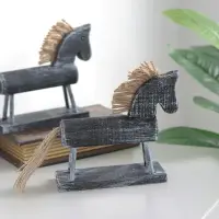 在飛比找樂天市場購物網優惠-zakka做舊復古木馬擺件 家居裝飾木制創意小禮物動物擺設小