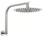 WELS Brushed Nickel 12" Rainfall Shower Head Round Swivel Gooseneck Wall Arm Set