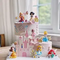 在飛比找ETMall東森購物網優惠-8款迷你公主蛋糕裝飾擺件網紅小公主城堡插件女孩生日甜品臺裝扮