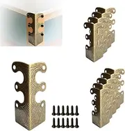 10 pcs Solid Brass Baseboard Corner Protectors, Skirting Board Corner Protectors, Vintage Metal Corner Protector Table Corner Edge Cover Safety Bracket with Screws (10, Antique Bronze)