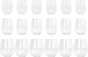 [Argon Tableware] Reusable Plastic Glasses - 300ml, 480ml, 600ml - 18pc Set - Stemless Wine Glasses Set - Cocktail Champagne Tumbler Drinking Cups for Garden, Parties, Weddings, BBQ and Picnic