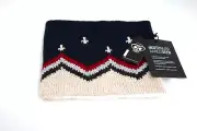 NWT MOSTLY HEARD RARELY SEEN INC MHRS Avalanche Loop Navy White Wool Knit Scarf