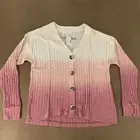 Maurices Womens Size Medium Pink Ombre Rib Knit Long Sleeve Button Front Top NWT