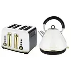 Morphy Richards Ascend Soft Gold Traditional Pyramid Kettle & 4 Slice Toaster