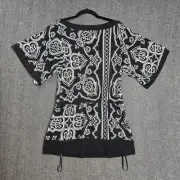 NWT White House Black Market Stretchy Patterned Scoop-Neck Tunic Top In Size M