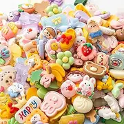 Slime Charms Cartoons Charms Cute Set - Mixed Lot Assorted Cartoons Kawaii Charms Resin Flatback Cute Sets for DIY Crafts Making,Decorations,Scrapbooking,Embellishments,Hair Clip 80pcs