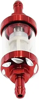 SLAVIK 8mm CNC Aluminum Alloy Glass Gas Fuel Gasoline Oil Filter Moto Compatible With Dirt Pit Bike 125/140/150/160cc CRF70 90 110 TTR100 110 KLX65(Red)