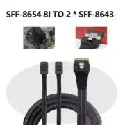 50CM Mini SAS Slimline SAS Slim 4.0 SFF-8654 8i 74pin to 2X SFF-8643 4i HD Cable