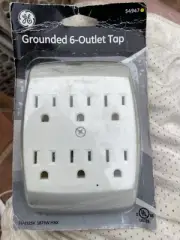 GE Grounded 6-Outlet Tap Adapter Wall Plug Extender ( Model: 54947) NEW!