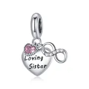 Sterling Silver Loving Sister Dangle Dangle Charm