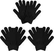 [COTRUERE] 3 Pairs Winter Magic Gloves Adults Warm Stretchy Unisex Black Gloves One Size Fits Most Men Women Teens Magic Knit Gloves, Black, Medium