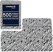 SGI 500 TC 100% Egyptian Cotton Bed Sheets, Luxurious Soft for Premium Hotel Quality 4Pc Sheet Set - 1 Fitted Sheet, 1 Flat Sheet & 2 Pillowcase 15" inch Deep Pocket (Queen, Zebra Print Solid)
