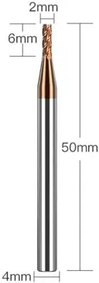 1× HRC55 2mm CNC Carbide End Mill 4 Fultes Milling Cutter,Tungsten End Mill Bits