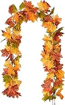 Lvydec 2 Pack Maple Leaves Fall Garland - 6ft/Strand Artificial Fall Foliage Garland Colorful Autumn Decoration for Home Wedding Party Thanksgiving