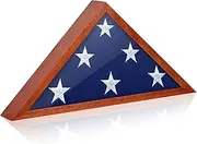 Flyjoe Flag Display Case for 5' x 9.5' American Veteran Burial Flag Solid Oak Wood Flag Frame with Tempered Glass Fits a Folded Military Flag, Memorial Flag Shadow Box for Funeral Display, Mahogany