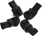 Happyyami 4Pcs Non Slip Leather Dog Boots Paw Protector for Outdoor Use Casual Design Pet Shoes with Durable Soles Black with Random Lining Pattern