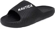 [NAUTICA] Men's Athletic Slide EVA Flat Comfortable Pool-Side Shoes Comfort Sandal-Arnon-Black White-Size-9