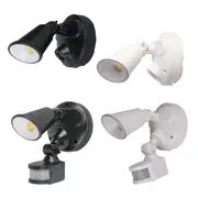 Defender Exterior LED Security Light Single 10w Tri Colour in Matt Black/White