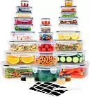 56 Pcs Large Food Storage Containers Set with Lids, Airtight Plastic Containers