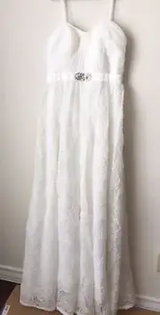 NEW $240 ADRIANNA PAPELL DRAPED STRAPLESS ROSETTE EMBELLISHED BALLGOWN WEDDING